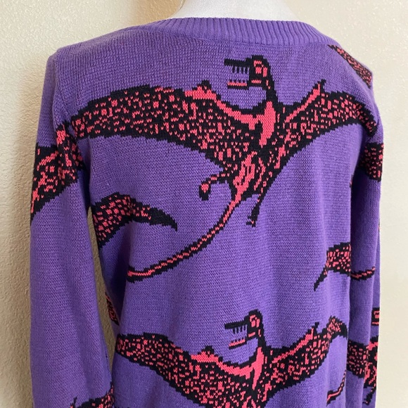 Vintage Betsey Johnson Pterodactyl Dinosaur 80’s Punk Sweater Dress Rare neon - Picture 11 of 13